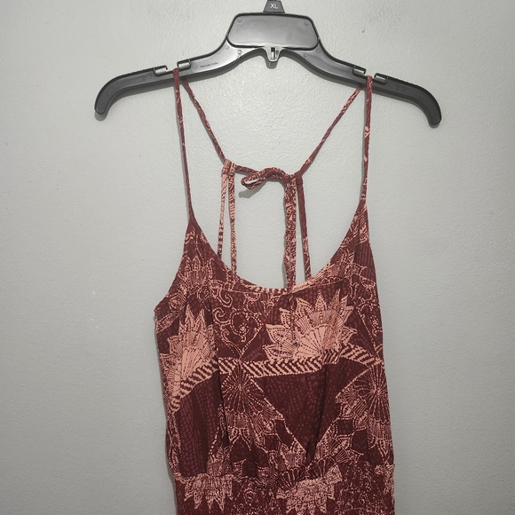 O Neill Maroon Spaghetti Strap Maxi Dress Size M Beach Resort Vacation - Picture 2 of 7